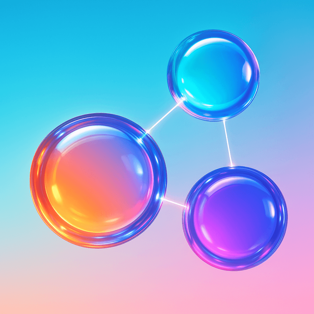 AI agents — interconnected glass orbs