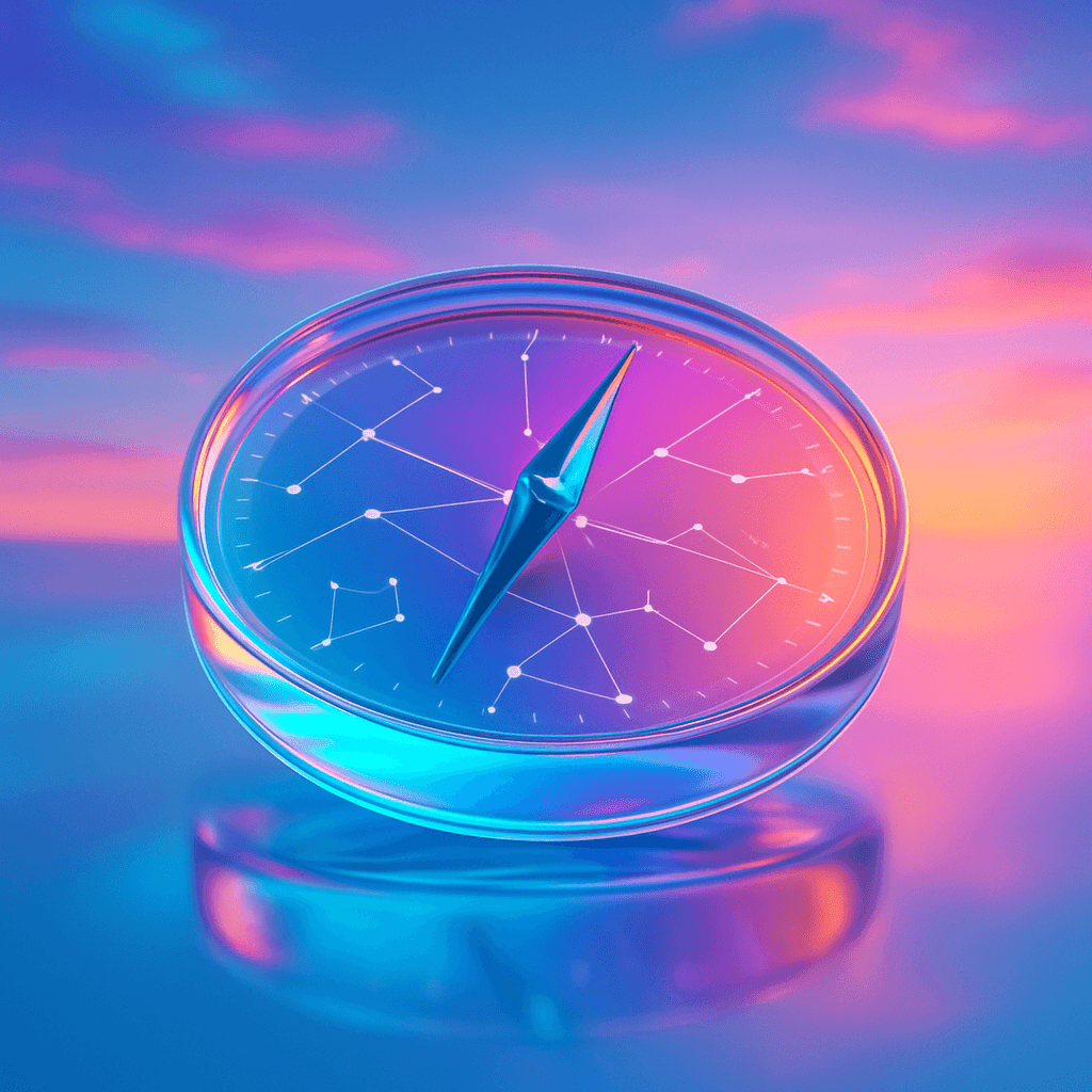 Glass compass dial with constellation engraving