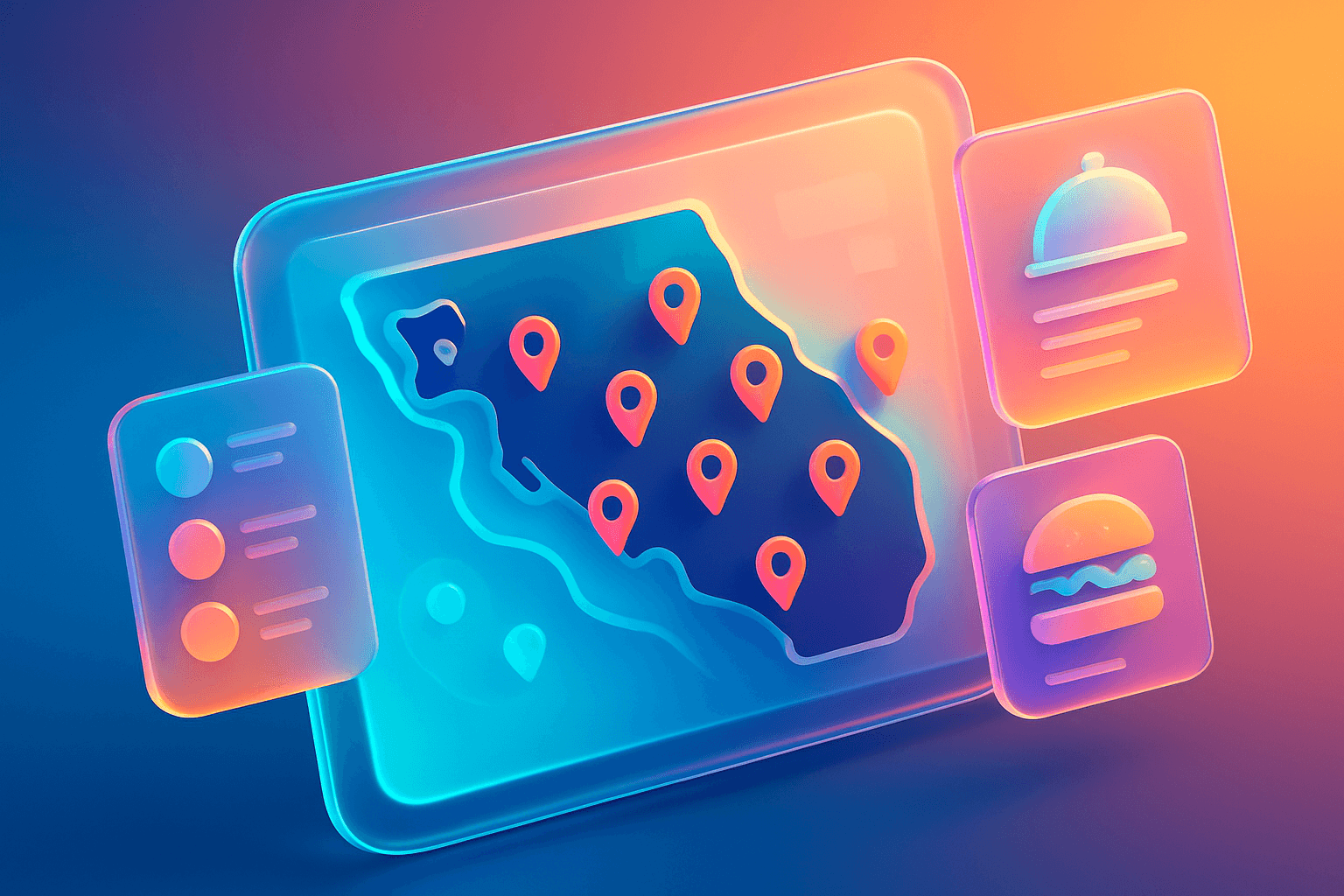 Restaurant ordering and inventory dashboard with multi-location map